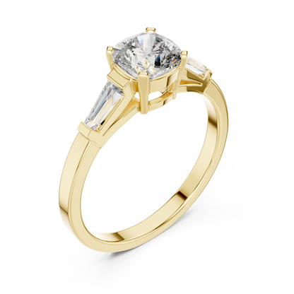 1.16Ct Cushion Cut Bridal Ring | Gold Three Stone Design | A Symbol Of Forever Love
