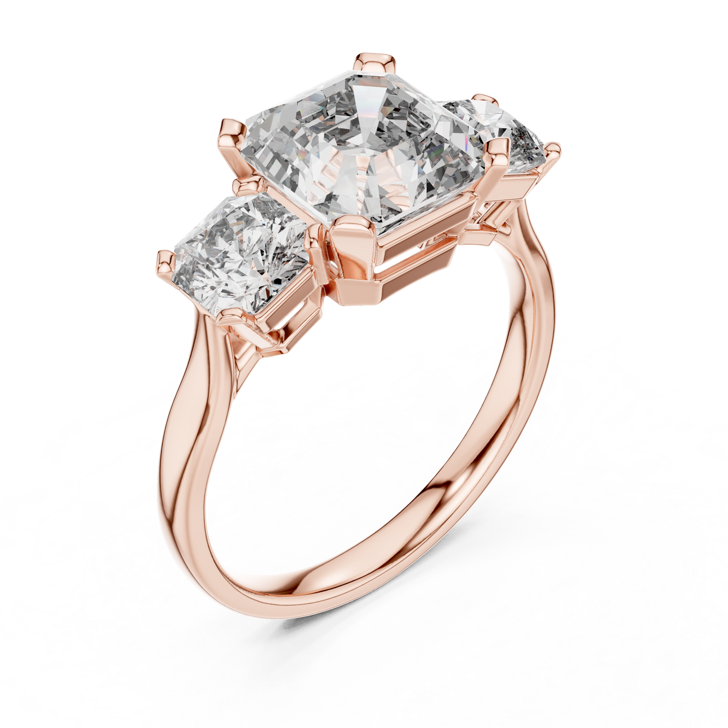 2.75Ct Emerald Squire Cut Statement Ring • Elegant Three-Stone • Anniversary Gift for Her