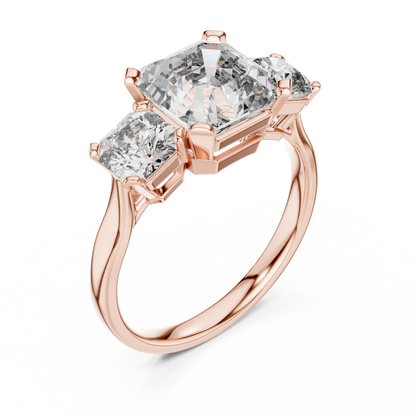 2.75Ct Emerald Squire Cut Statement Ring • Elegant Three-Stone • Anniversary Gift for Her