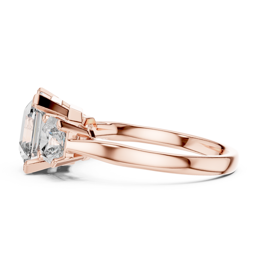 2.75Ct Emerald Squire Cut Statement Ring • Elegant Three-Stone • Anniversary Gift for Her