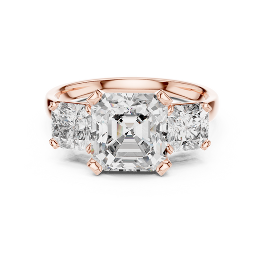 2.75Ct Emerald Squire Cut Statement Ring • Elegant Three-Stone • Anniversary Gift for Her