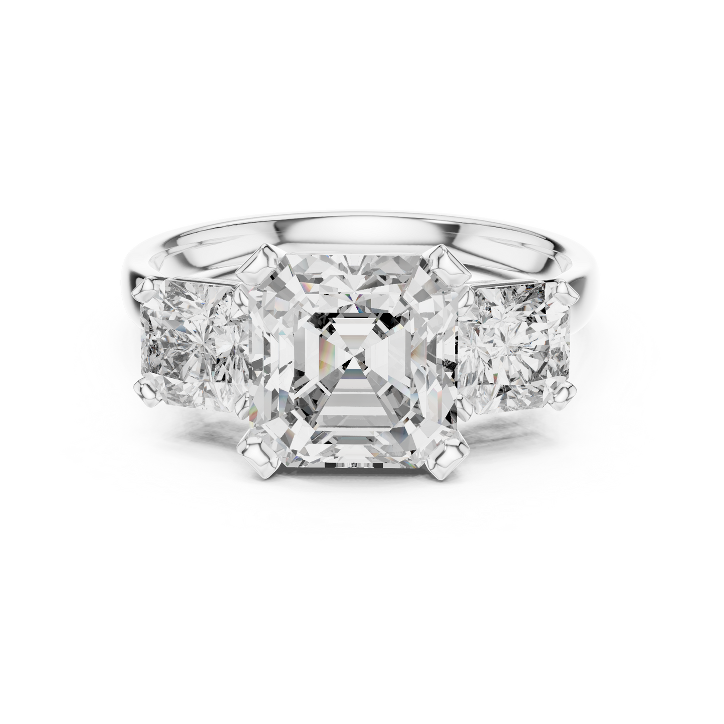 2.75Ct Emerald Squire Cut Statement Ring • Elegant Three-Stone • Anniversary Gift for Her