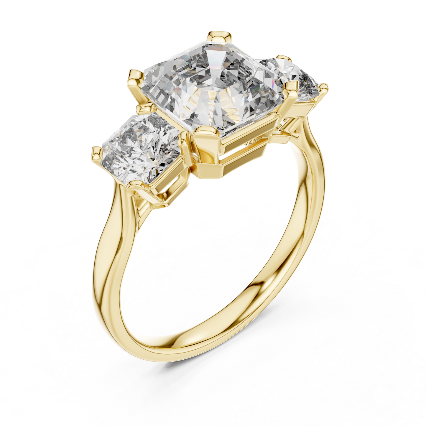 2.75Ct Emerald Squire Cut Statement Ring • Elegant Three-Stone • Anniversary Gift for Her