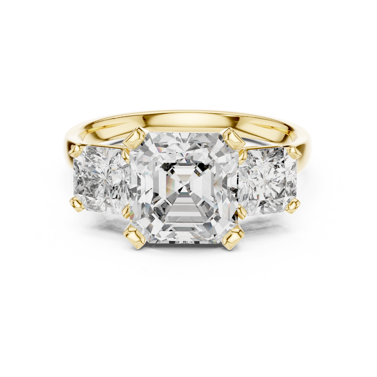 2.75Ct Emerald Squire Cut Statement Ring • Elegant Three-Stone • Anniversary Gift for Her