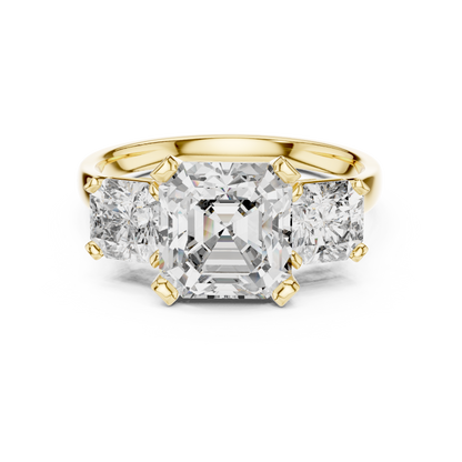 2.75Ct Emerald Squire Cut Statement Ring • Elegant Three-Stone • Anniversary Gift for Her