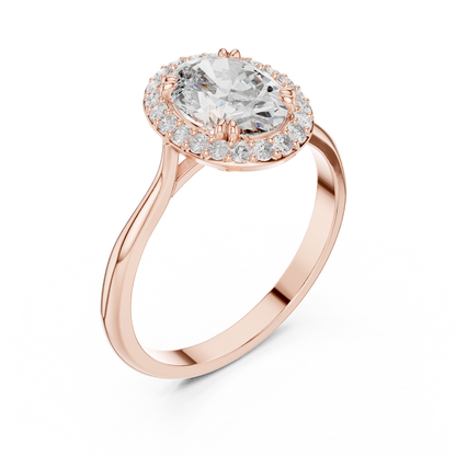 1.00Ct Oval Halo Engagement Ring • Dainty Sparkle Bridal Band  • Classic Vintage Inspired Ring