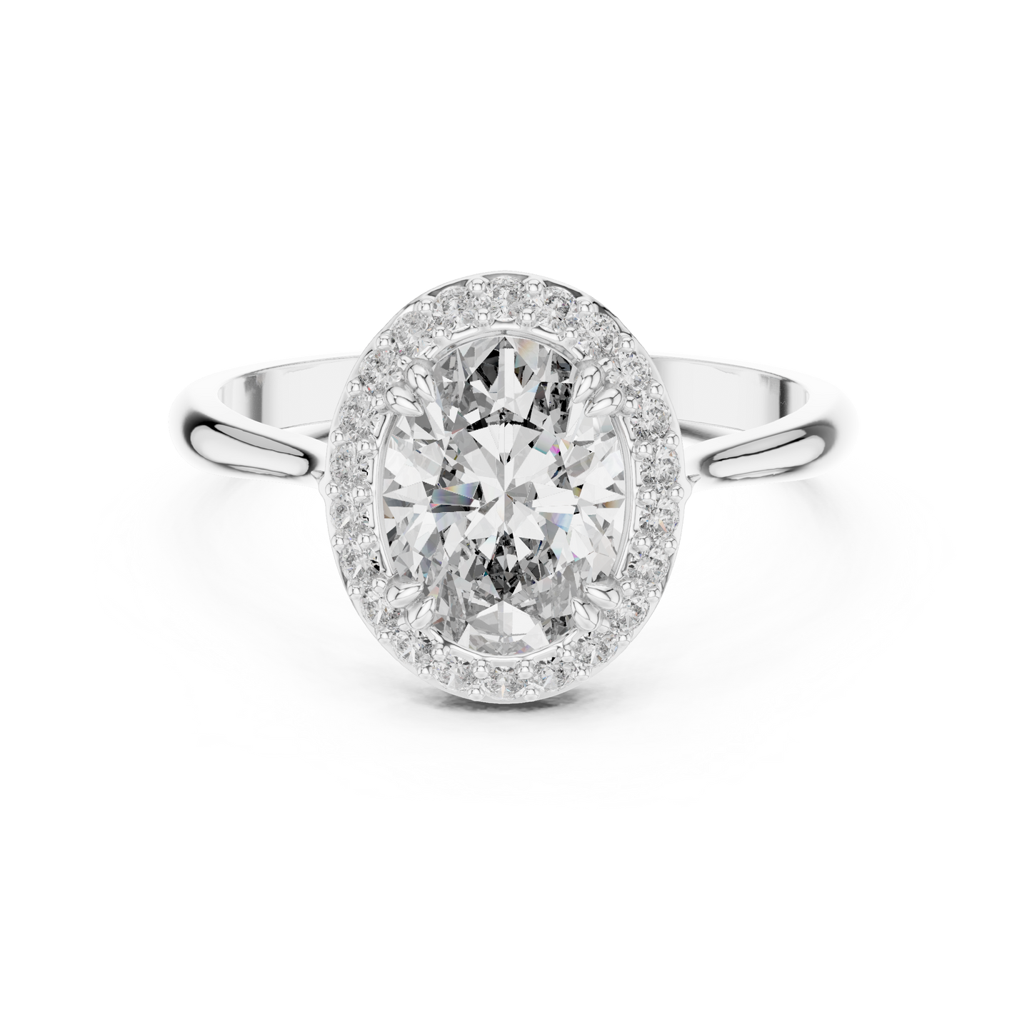 1.00Ct Oval Halo Engagement Ring • Dainty Sparkle Bridal Band  • Classic Vintage Inspired Ring