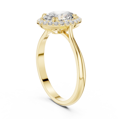 1.00Ct Oval Halo Engagement Ring • Dainty Sparkle Bridal Band  • Classic Vintage Inspired Ring