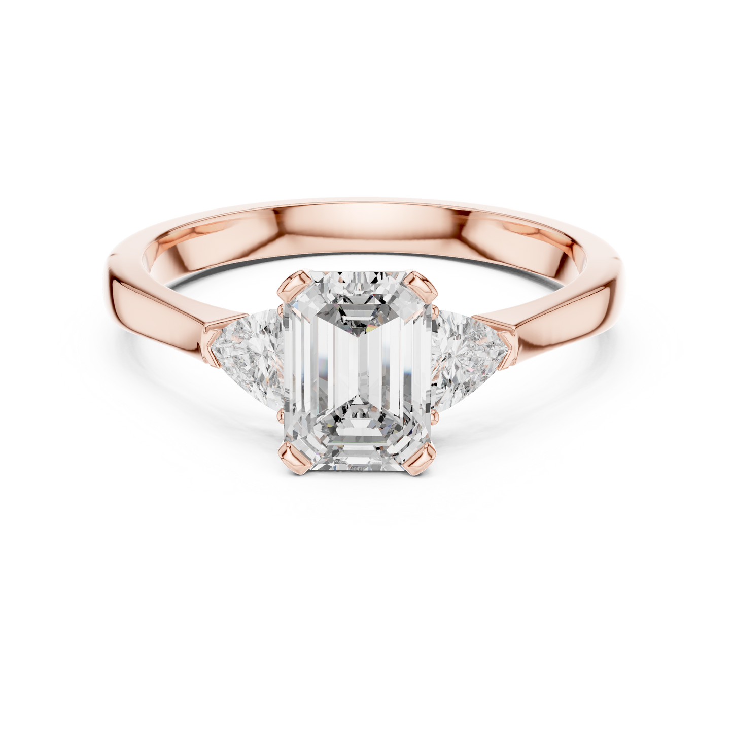 1.00Ct Emerald Cut Solitaire Ring- Emerald Engagement Band • Trillions  Side Stones