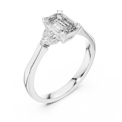 1.00Ct Emerald Cut Solitaire Ring- Emerald Engagement Band • Trillions  Side Stones