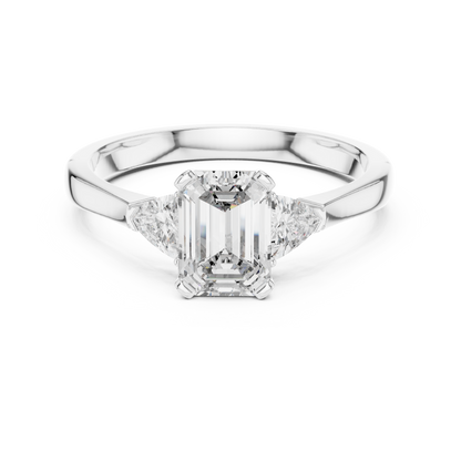 1.00Ct Emerald Cut Solitaire Ring- Emerald Engagement Band • Trillions  Side Stones
