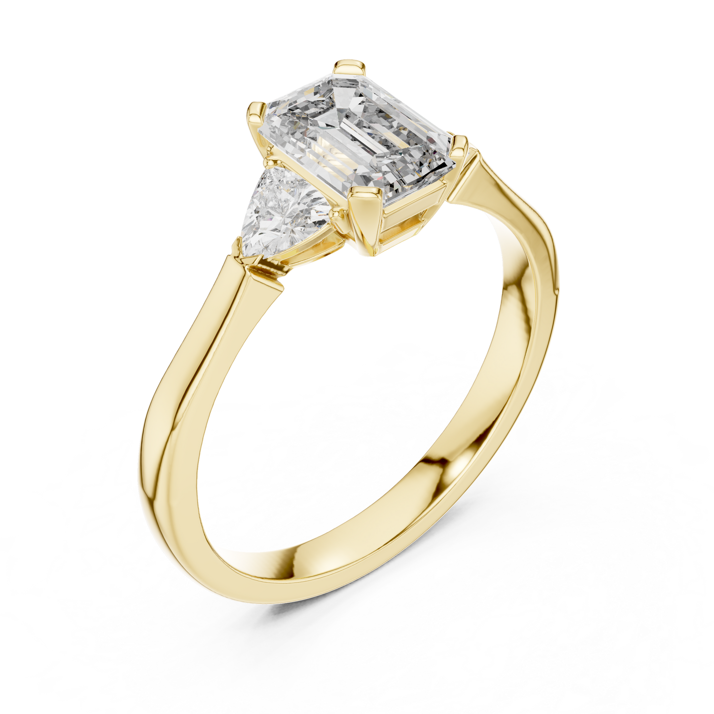 1.00Ct Emerald Cut Solitaire Ring- Emerald Engagement Band • Trillions  Side Stones