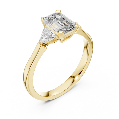 1.00Ct Emerald Cut Solitaire Ring- Emerald Engagement Band • Trillions  Side Stones