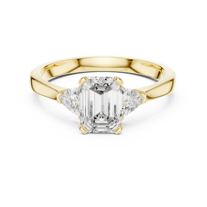 1.00Ct Emerald Cut Solitaire Ring- Emerald Engagement Band • Trillions  Side Stones