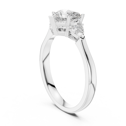 1.00CtHeart Center Diamond Ring | Classic 3-Stone Design | Timeless Love in Every Angle