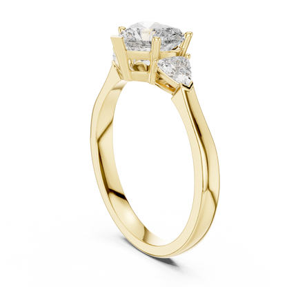 1.00CtHeart Center Diamond Ring | Classic 3-Stone Design | Timeless Love in Every Angle