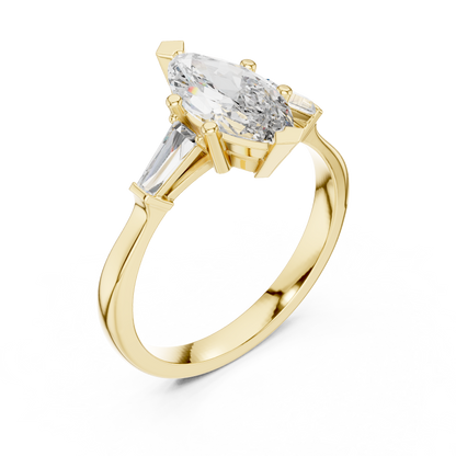 1.00Ct Vintage Inspired Marquise | Brilliant Side Baguettes |  immaculate Ring For Romantic Proposals