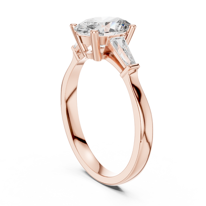 1.00Ct Oval Three-Stone Tapered Engagement Ring – Classic Elegance, Modern Sparkle