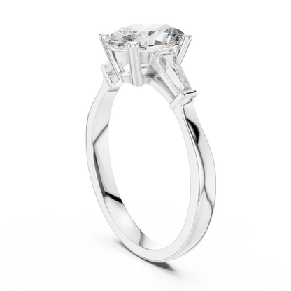 1.00Ct Oval Three-Stone Tapered Engagement Ring – Classic Elegance, Modern Sparkle