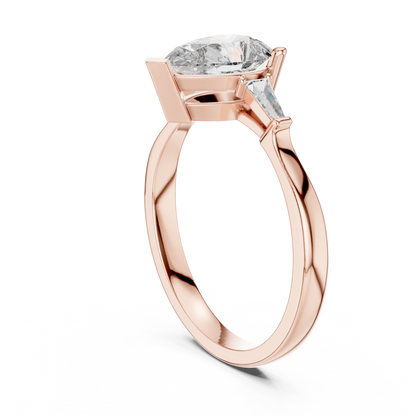 1.00Ct Luxury Pear Engagement Ring – Tapered Baguette Shoulders – Signature Designer Style