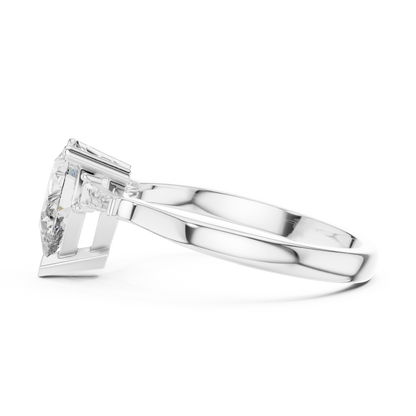 1.00Ct Luxury Pear Engagement Ring – Tapered Baguette Shoulders – Signature Designer Style