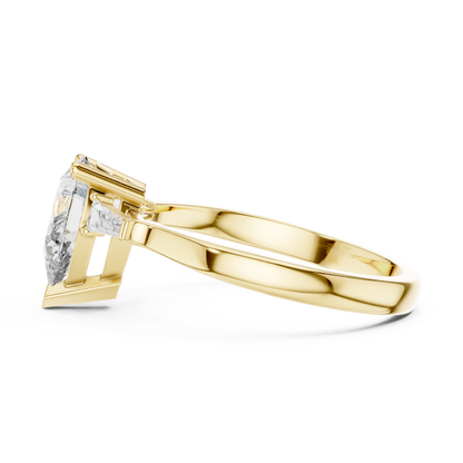 1.00Ct Luxury Pear Engagement Ring – Tapered Baguette Shoulders – Signature Designer Style