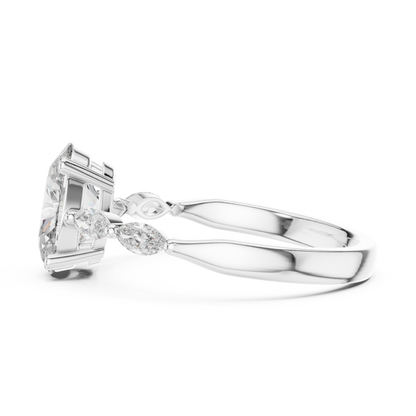 1.00Ct Exclusive Oval Engagement Ring – Marquise Side Stone Features – Designer Luxury Bridal Piece