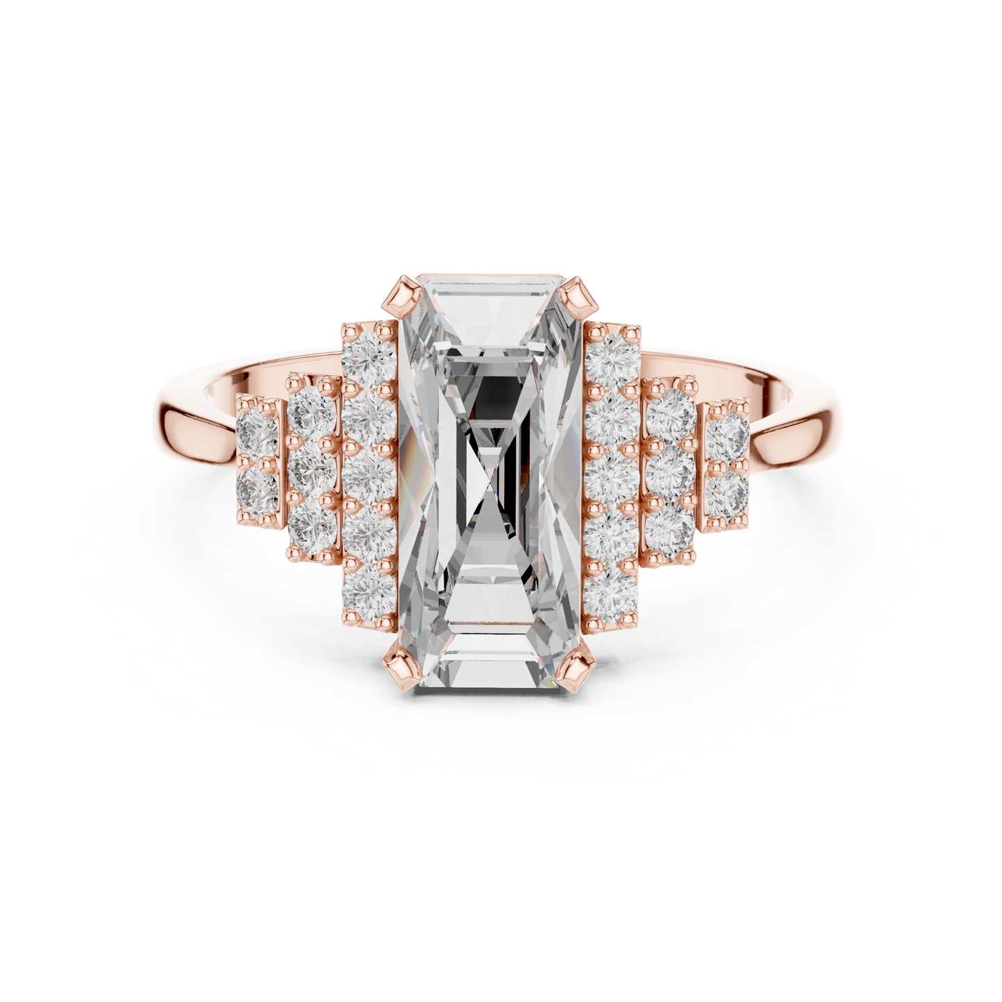 1.80Ct Elongated Prism Staircase Ring • Tiered Sparkle Art Deco Band • Ultra Modern Bridal Solitaire