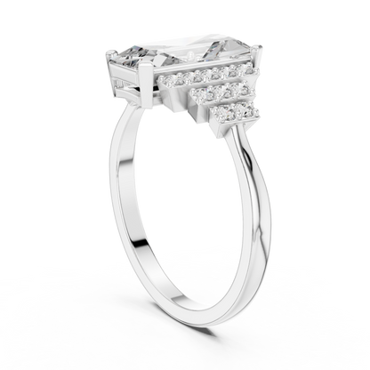 1.80Ct Elongated Prism Staircase Ring • Tiered Sparkle Art Deco Band • Ultra Modern Bridal Solitaire
