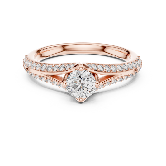 Crisscross Band Engagement Ring | Delicate Gold Diamond Setting-Rose Gold Twirl Solitaire