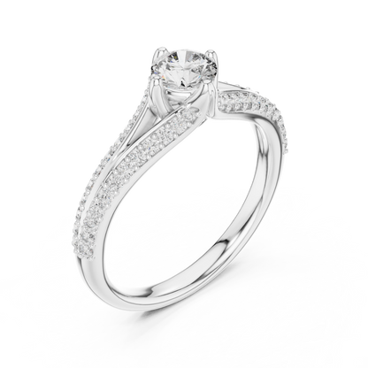 Crisscross Band Engagement Ring | Delicate Silver Diamond Setting-Silver Rose Plated Twirl Solitaire