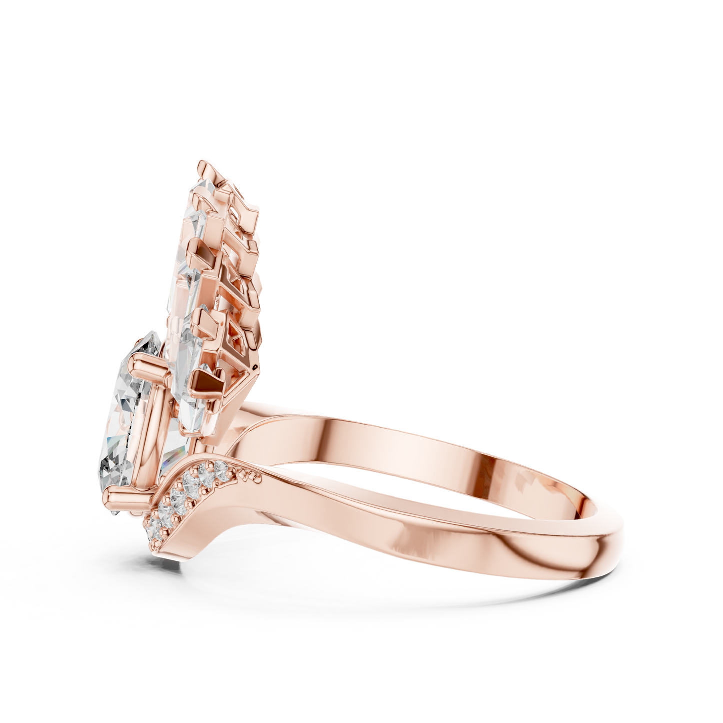 Halo Fleur™ Oval Radiance Ring — Petal-Fan Baguette Shine • Modern Glam Jewelry