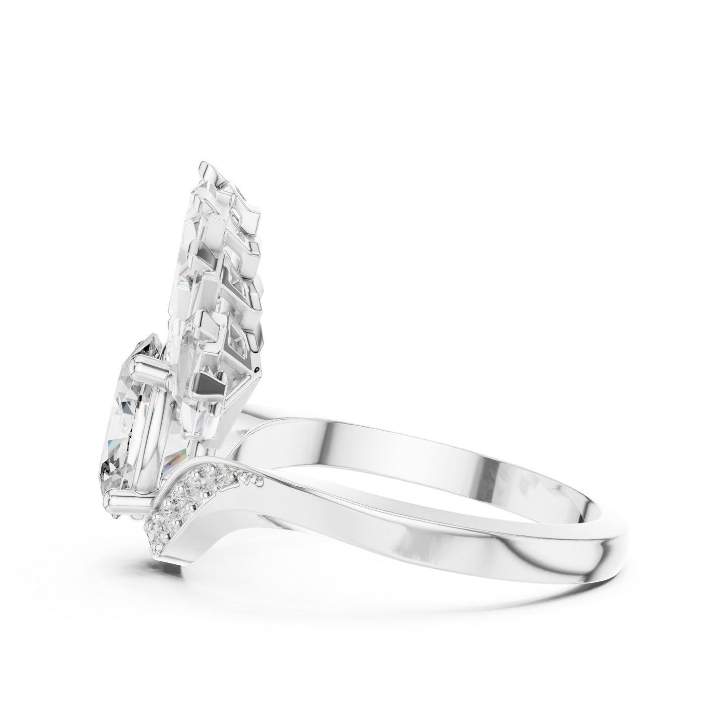 Halo Fleur™ Oval Radiance Ring — Petal-Fan Baguette Shine • Modern Glam Jewelry