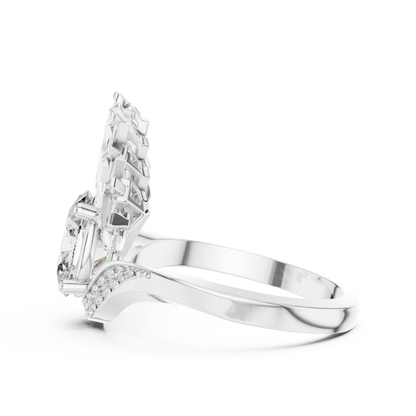 Halo Fleur™ Oval Radiance Ring — Petal-Fan Baguette Shine • Modern Glam Jewelry