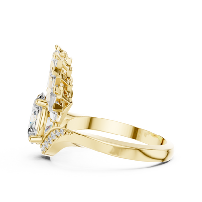 Halo Fleur™ Oval Radiance Ring — Petal-Fan Baguette Shine • Modern Glam Jewelry