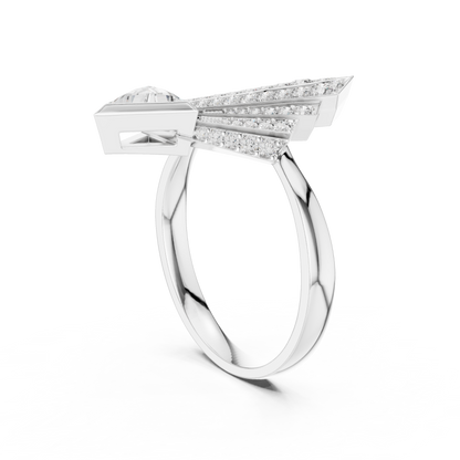 Bold Geometric Royal Ring | Triangle Diamond High Jewelry | Yellow Rose White Gold Glamour