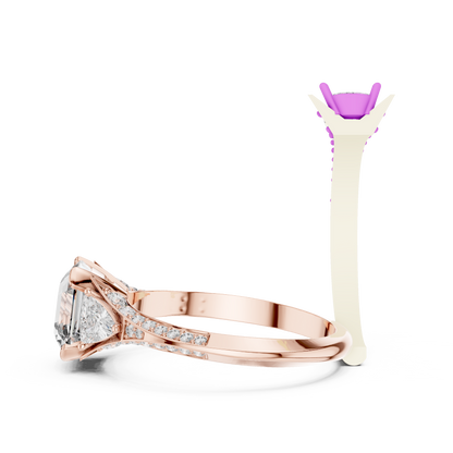 1.20Ct Contemporary Cushion Ring | Sparkling Diamond Shank | Timeless Bridal Jewelry - Trillion Side Sparkle