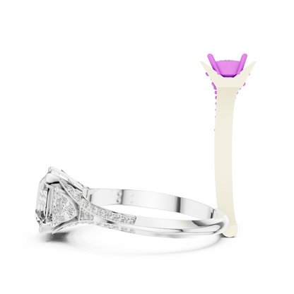 1.20Ct Contemporary Cushion Ring | Sparkling Diamond Shank | Timeless Bridal Jewelry - Trillion Side Sparkle