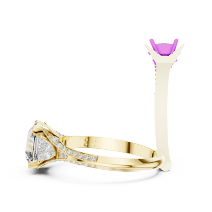 1.20Ct Contemporary Cushion Ring | Sparkling Diamond Shank | Timeless Bridal Jewelry - Trillion Side Sparkle