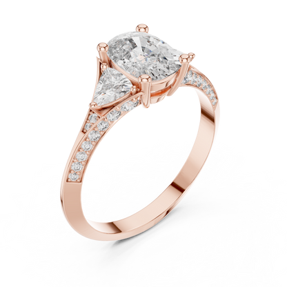 1.20CtRadiant Cut Engagement Ring • Trillion Side Stones • Dainty Pave Diamond Band • Silver Bridal Ring