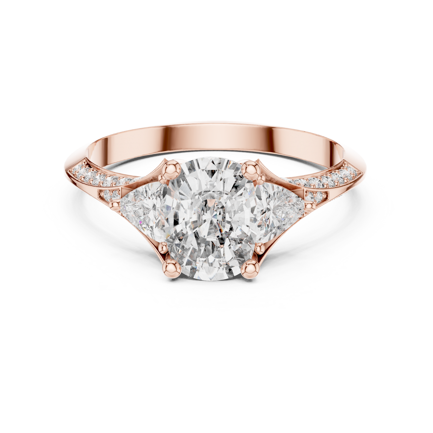 1.20CtRadiant Cut Engagement Ring • Trillion Side Stones • Dainty Pave Diamond Band • Silver Bridal Ring