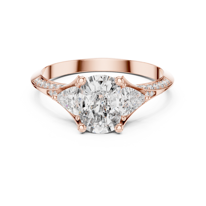 1.20CtRadiant Cut Engagement Ring • Trillion Side Stones • Dainty Pave Diamond Band • Silver Bridal Ring