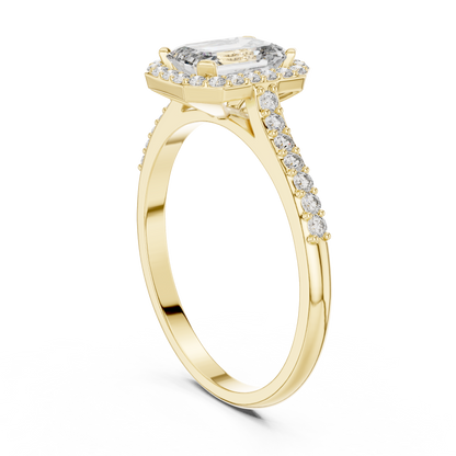 0.85Ct Emerald Engagement Halo Ring | Luxury Silver Diamond Setting | Brilliant Shine Everyday Wear