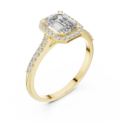 0.85Ct Emerald Engagement Halo Ring | Luxury Silver Diamond Setting | Brilliant Shine Everyday Wear