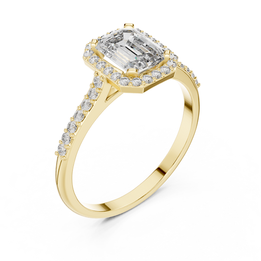 0.85Ct Emerald Engagement Halo Ring | Luxury Gold Diamond Setting | Brilliant Shine Everyday Wear