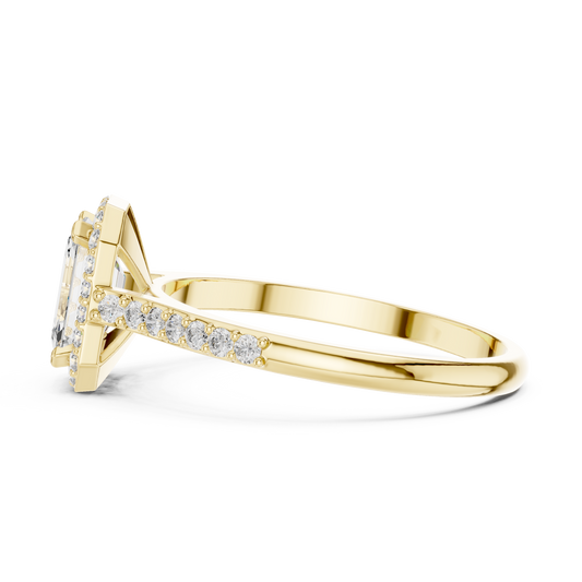 0.85Ct Emerald Engagement Halo Ring | Luxury Gold Diamond Setting | Brilliant Shine Everyday Wear