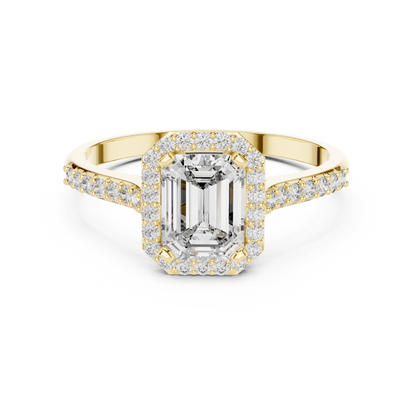 0.85Ct Emerald Engagement Halo Ring | Luxury Silver Diamond Setting | Brilliant Shine Everyday Wear