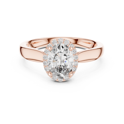 0.70Ct Oval Halo Engagement Ring – Twist Shank Band, Moissanite  Diamond, Dainty Silver Proposal Ring