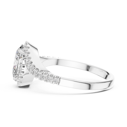 1.00CtOval Halo Twist Engagement Ring – Dainty  Gold Promise Ring – Unique Anniversary Gift for Her