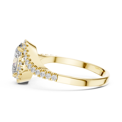 1.00CtOval Halo Twist Engagement Ring – Dainty  Gold Promise Ring – Unique Anniversary Gift for Her